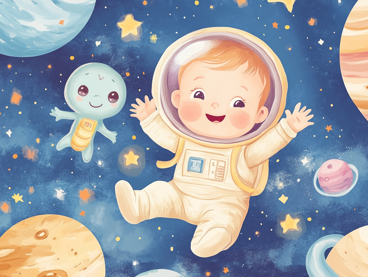 Bébé astronaute dans l'espace
